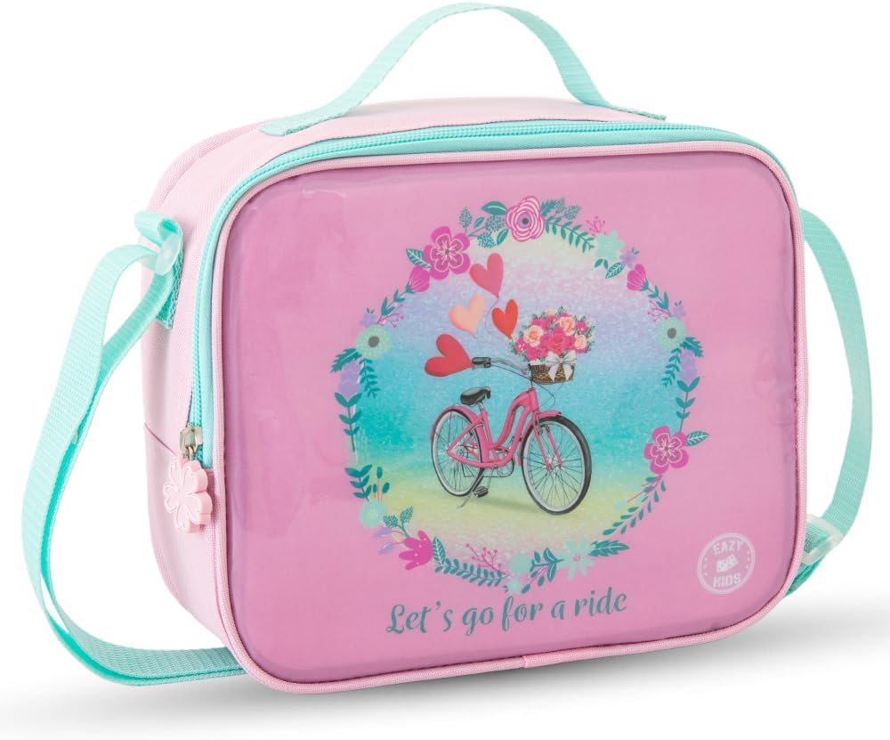 Eazy Kids 17” Trolley School Bag Value Pack 5-in-1 with Wheels – Backpack, Lunch Bag, Water Bottle, Lunch Box & Pencil Case, Pink