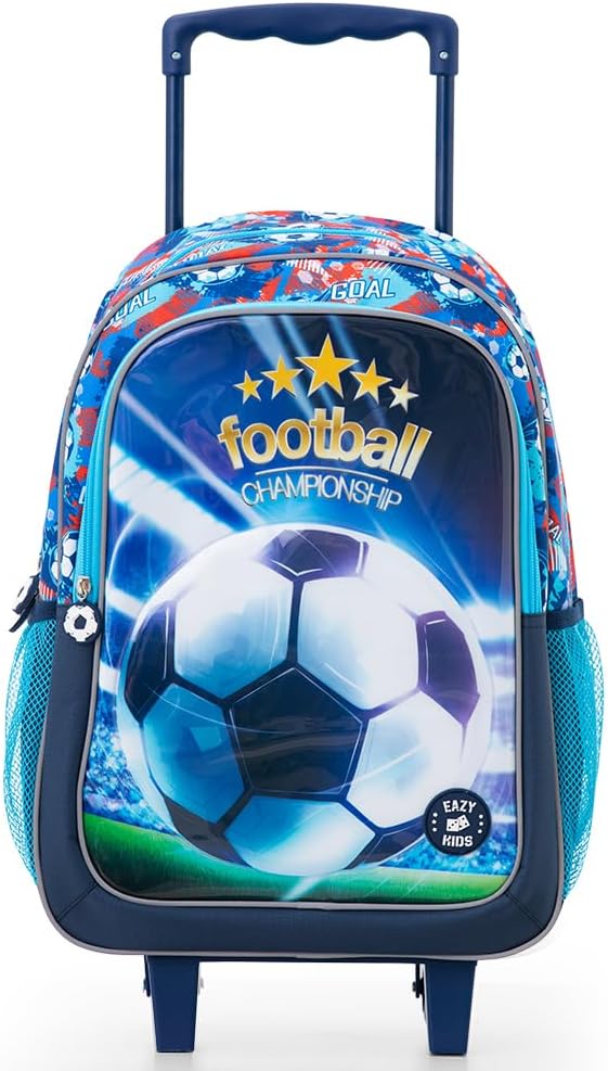 Eazy Kids Set of 5 Trolley 17" School Bag Combo - Soccer Blue