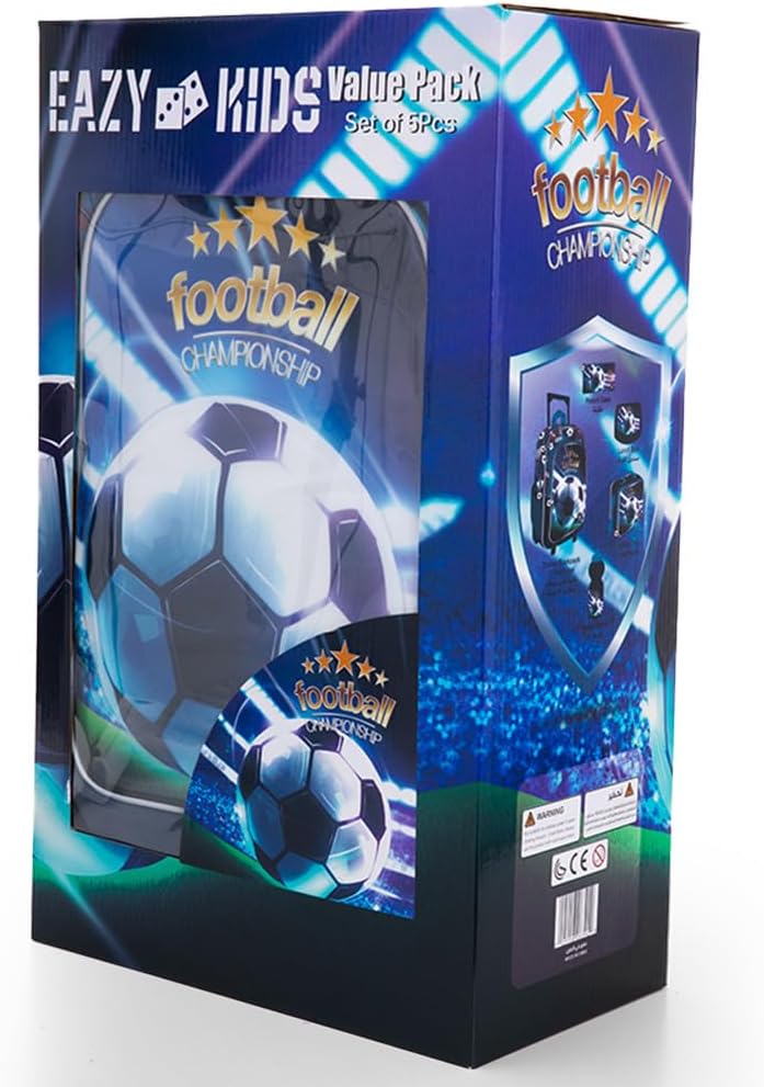 Eazy Kids Set of 5 Trolley 17" School Bag Combo - Soccer Blue