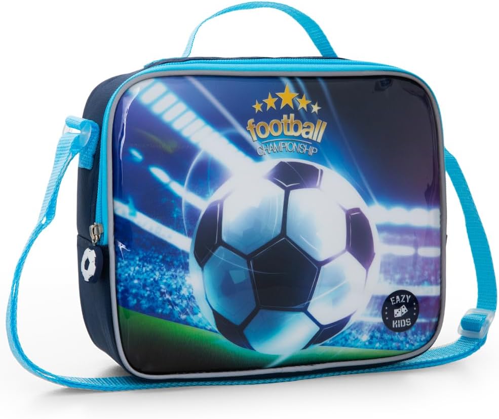 Eazy Kids Set of 5 Trolley 17" School Bag Combo - Soccer Blue