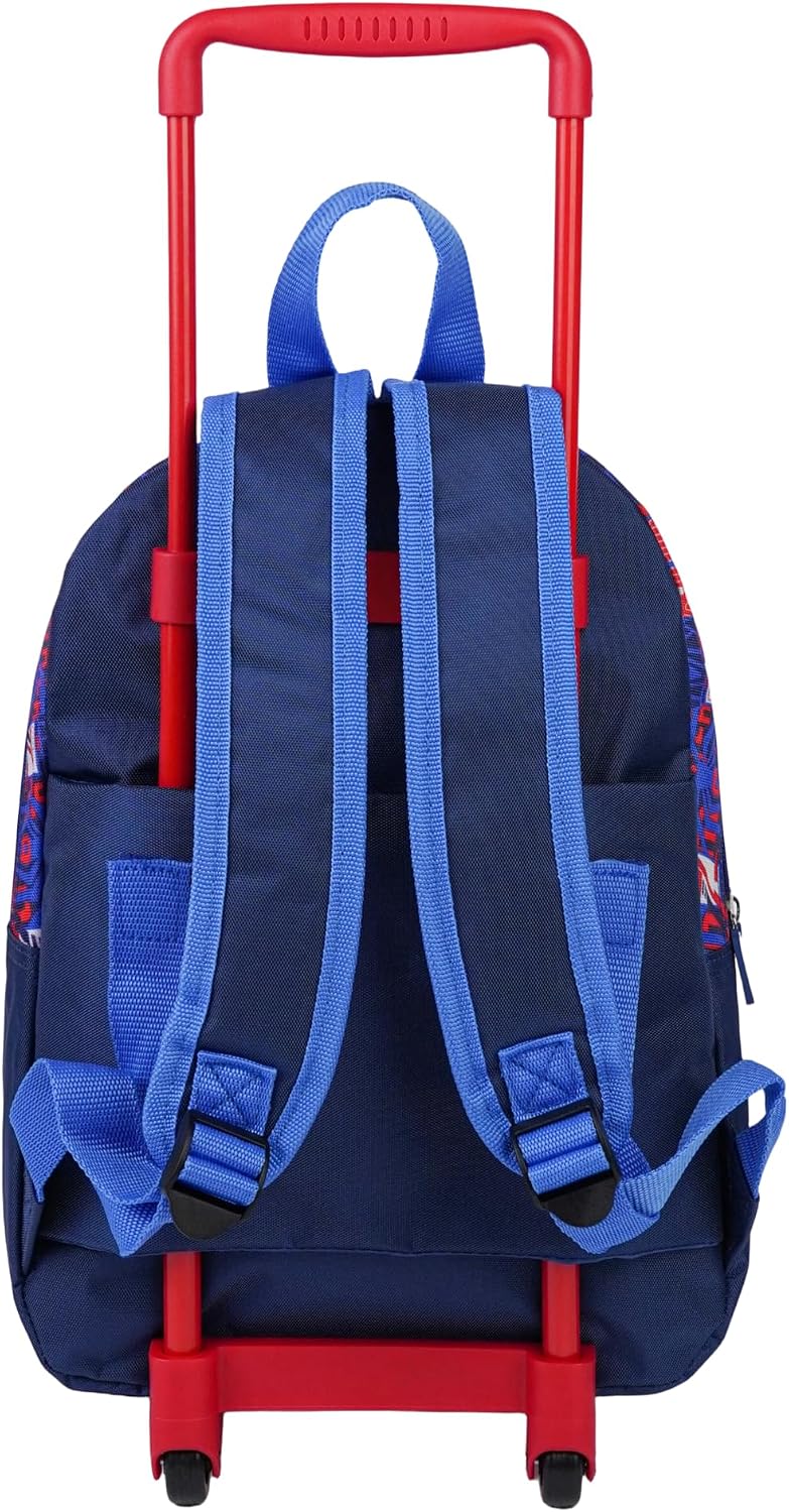 Marvel Spider-Man Toddler 3-in-1 Trolley Set 13" – Official Spider-Man Rolling Backpack with Water Bottle & Lunch Box, Wheeled Preschool School Bag Set for Kids | Boys School Bag