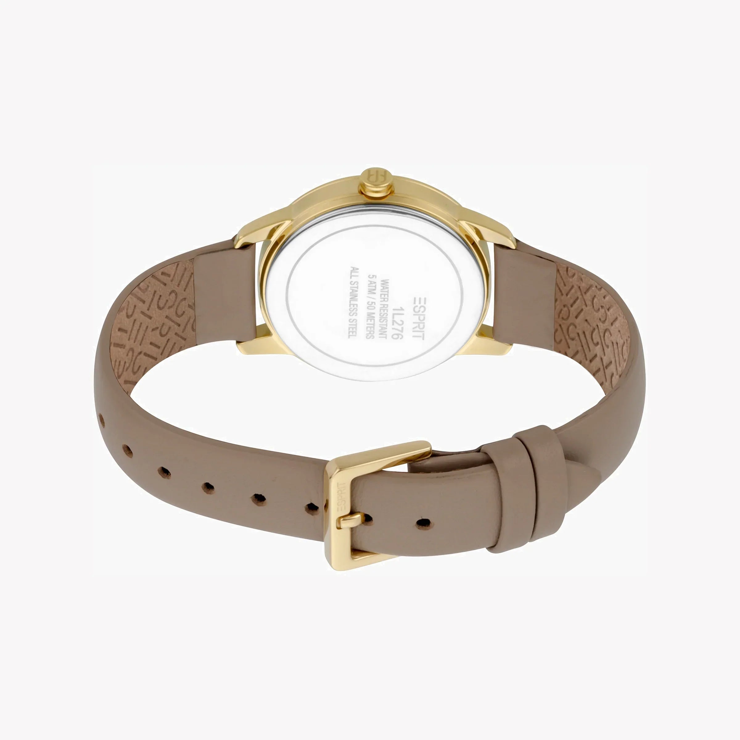 Esprit Luxury Women's Watch-Beige Leather Strap&Elegant Silver Dial