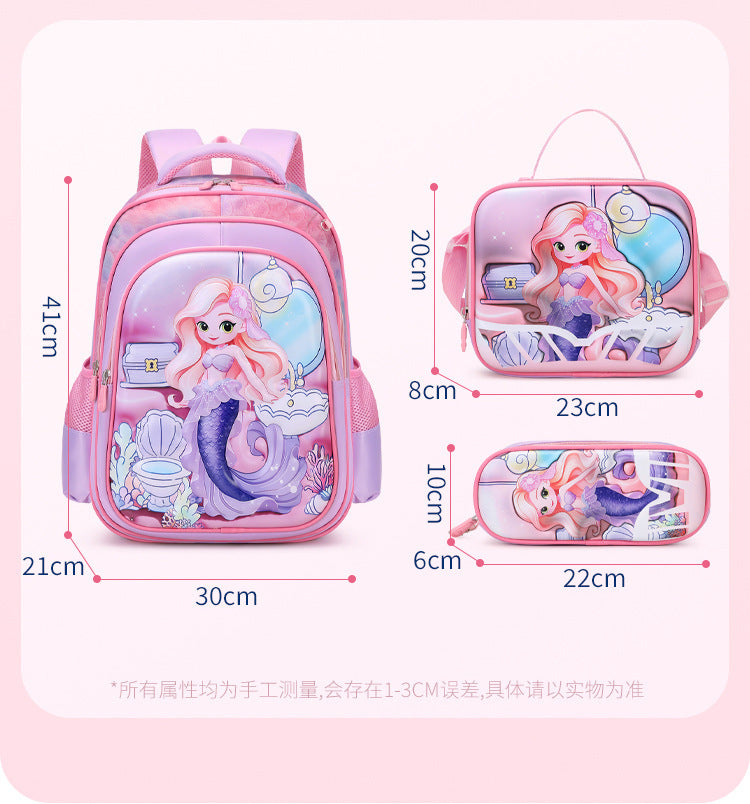 卡通16Inch三件套拉杆书包3D硬壳PU皮儿童小学生动漫双肩包带轮子