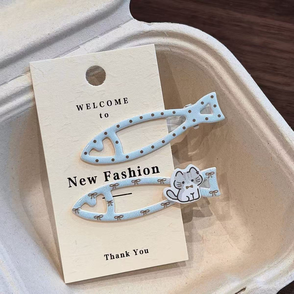 Cute and cute cat fishbone hair clip cake
