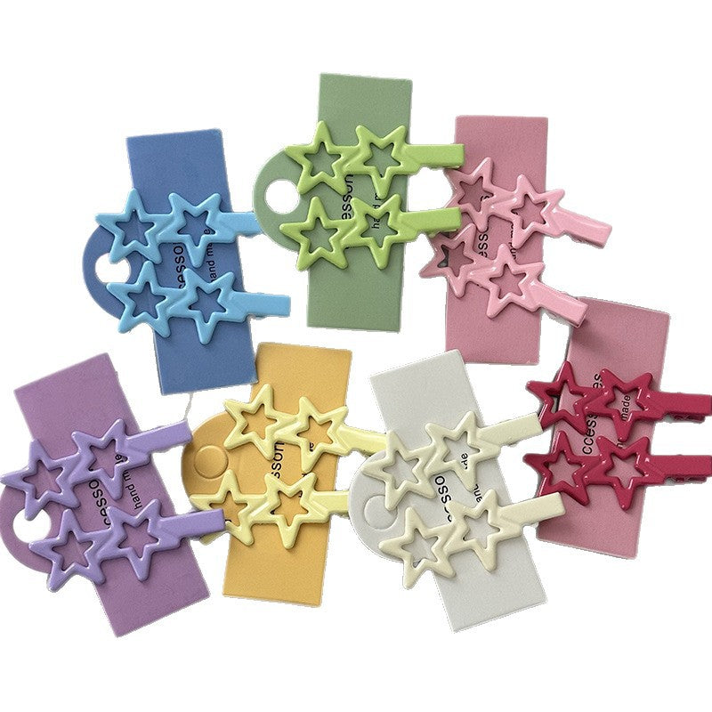 Candy color hair clips, alloy star hair clips
