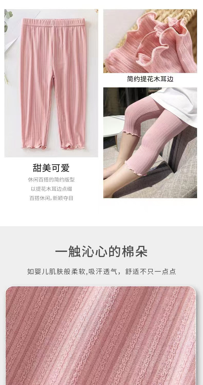 夏季女宝宝七分裤外穿透气百搭舒适裤子中小童大弹力百搭薄款裤子
