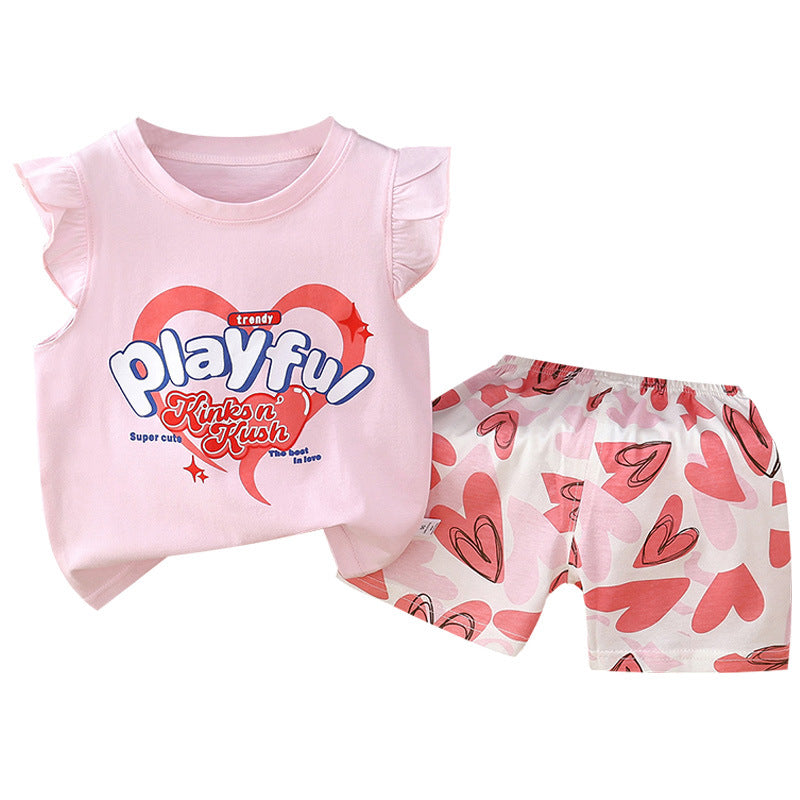 Children's Vest Suit Pure Cotton Girls Summer