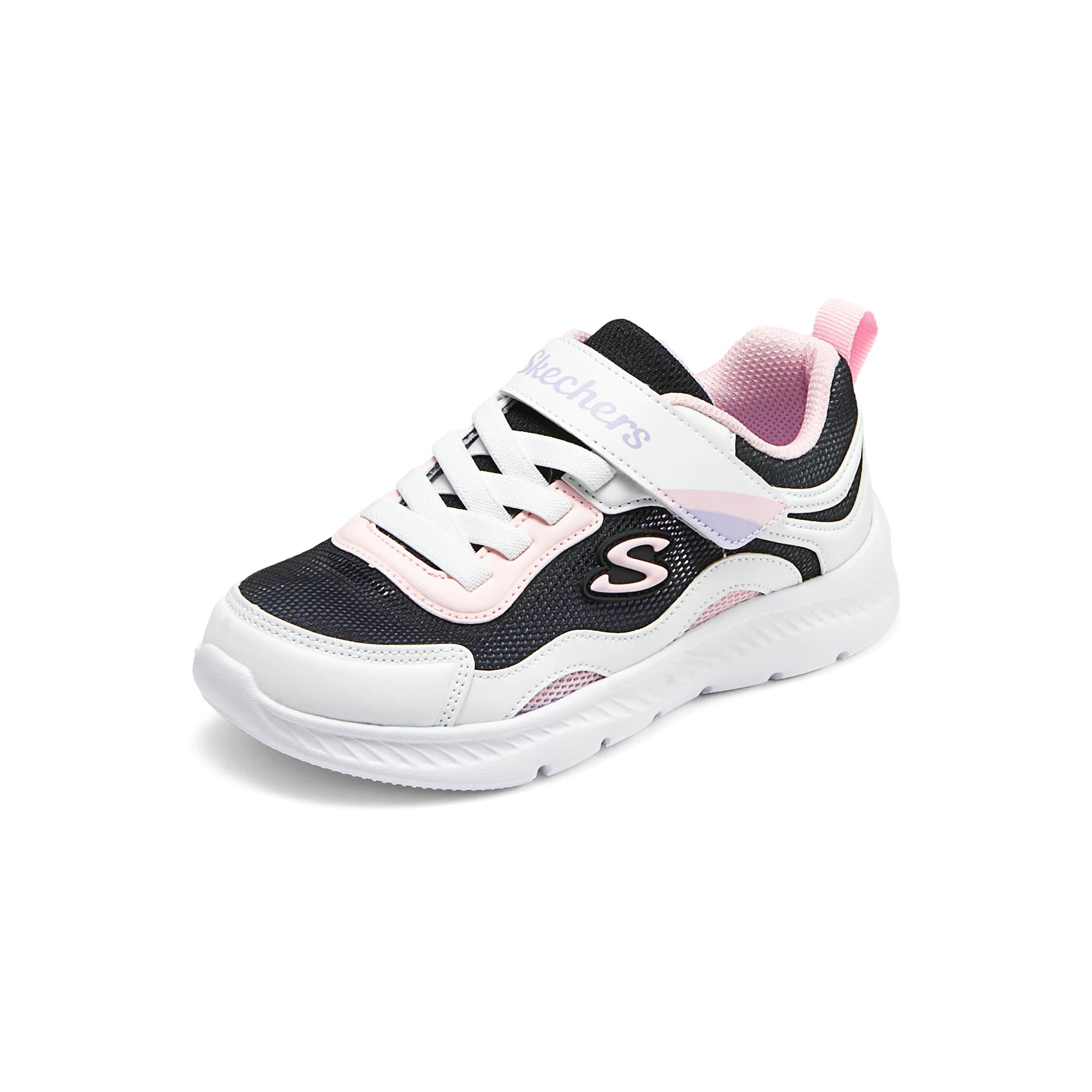 Skechers斯凯奇女童鞋夏季新款单网撞色休闲魔术贴小白鞋319047L