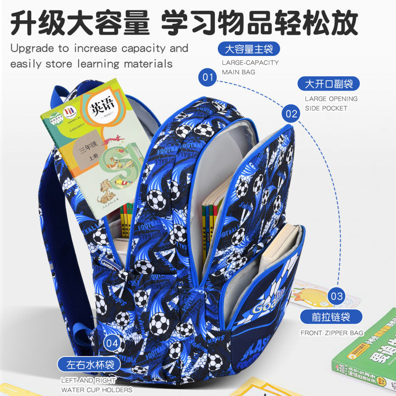 包包跨境亚马逊足球三件套书包小学生男大容量轻便游戏机背包