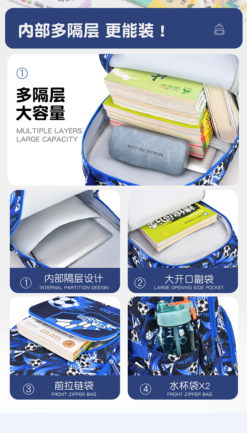包包跨境亚马逊足球三件套书包小学生男大容量轻便游戏机背包