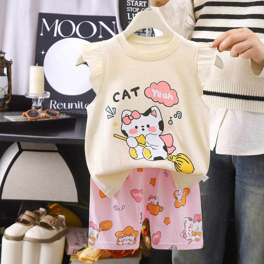 Children's Vest Suit Pure Cotton Girls Summer