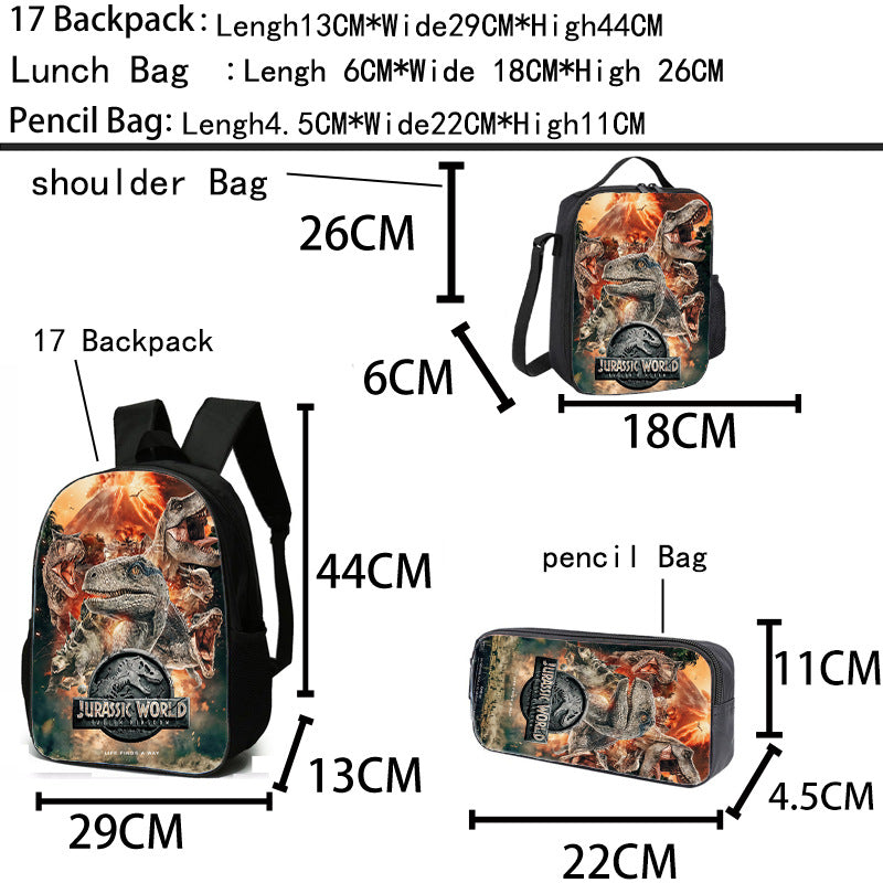 Cross-border Jurassic Bag for Middle School Students Large Capacity