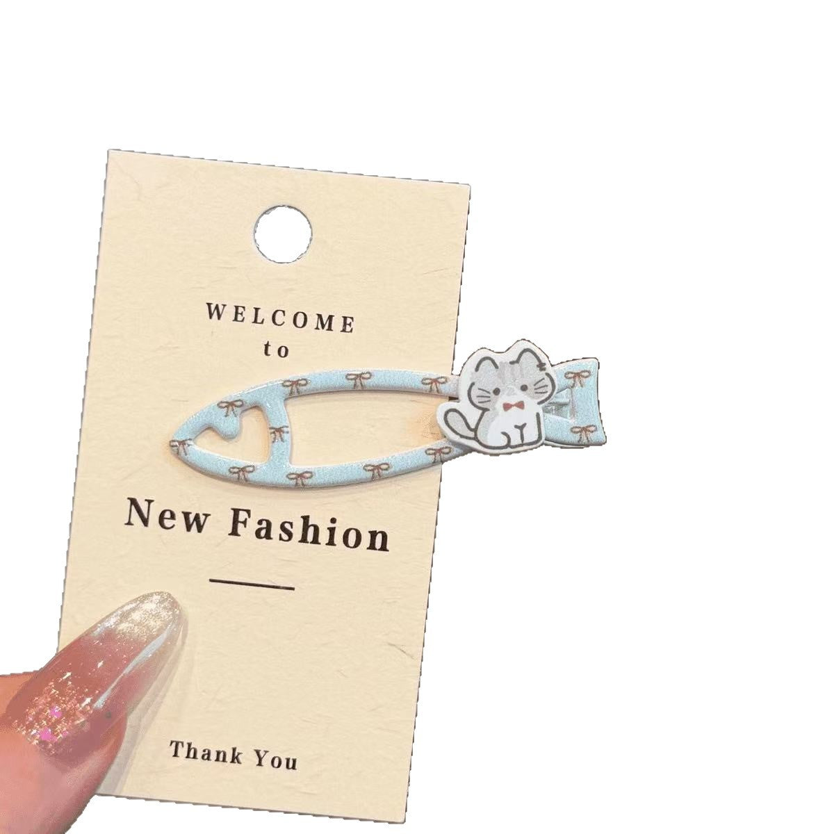 Cute and cute cat fishbone hair clip cake