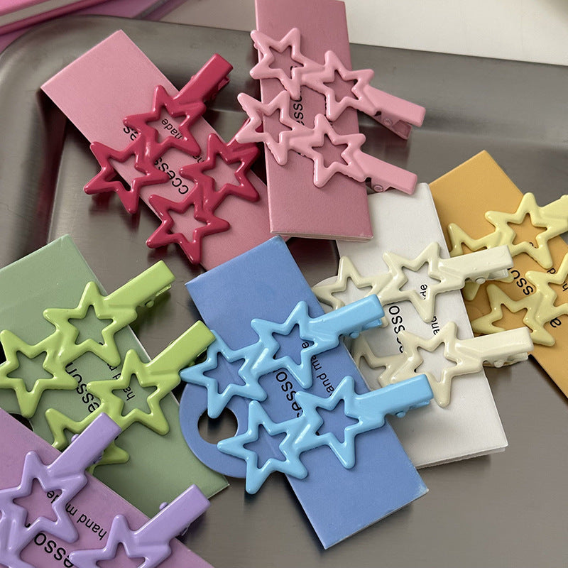 Candy color hair clips, alloy star hair clips