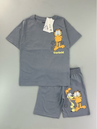 Trendy Euro-American style striped T-shirt and shorts set for boys—stylish, casual, and perfect for summer