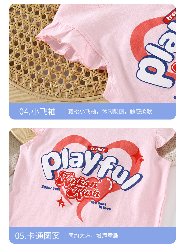 Children's Vest Suit Pure Cotton Girls Summer