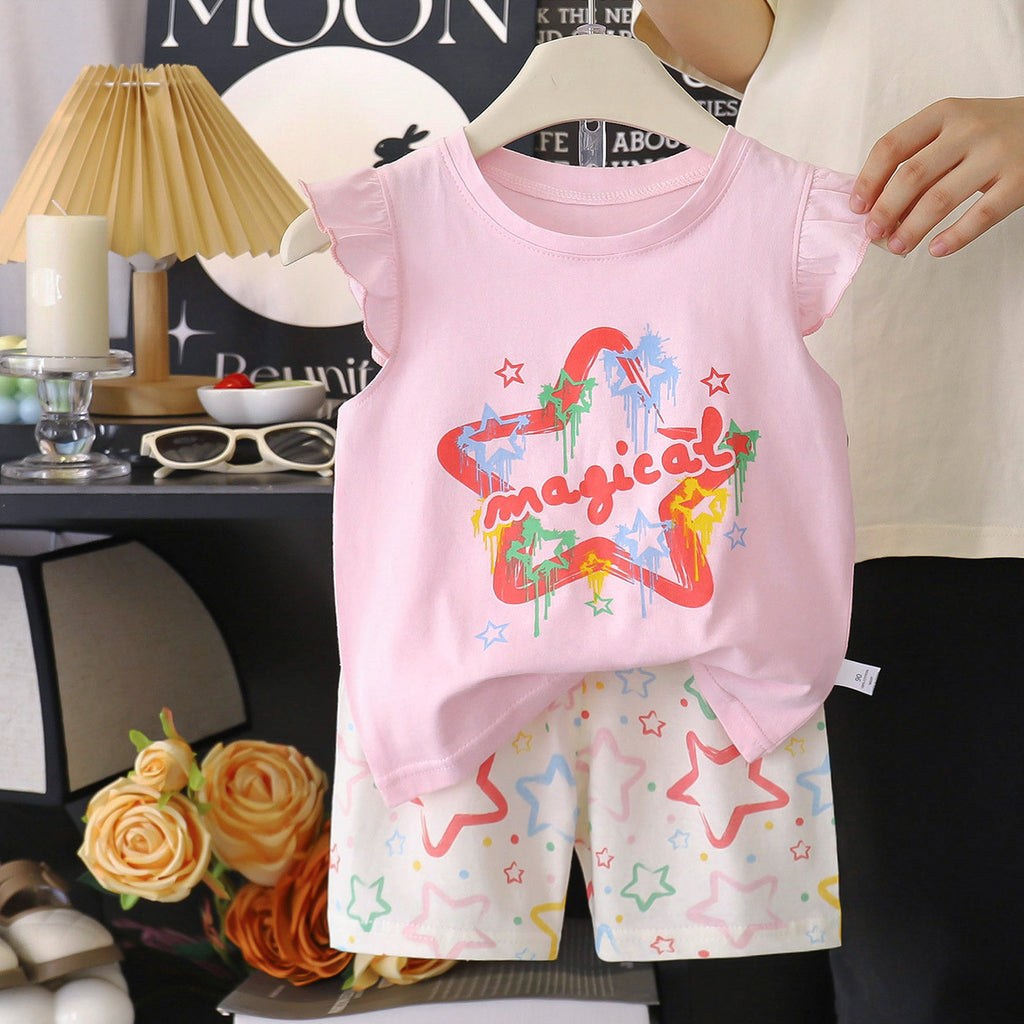 Children's Vest Suit Pure Cotton Girls Summer