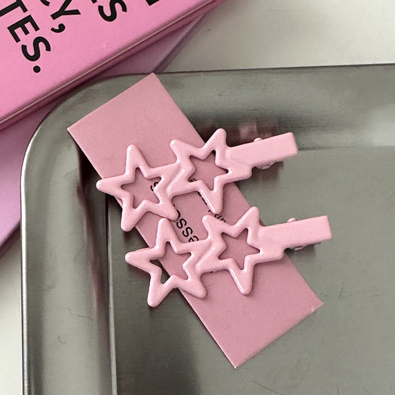 Candy color hair clips, alloy star hair clips