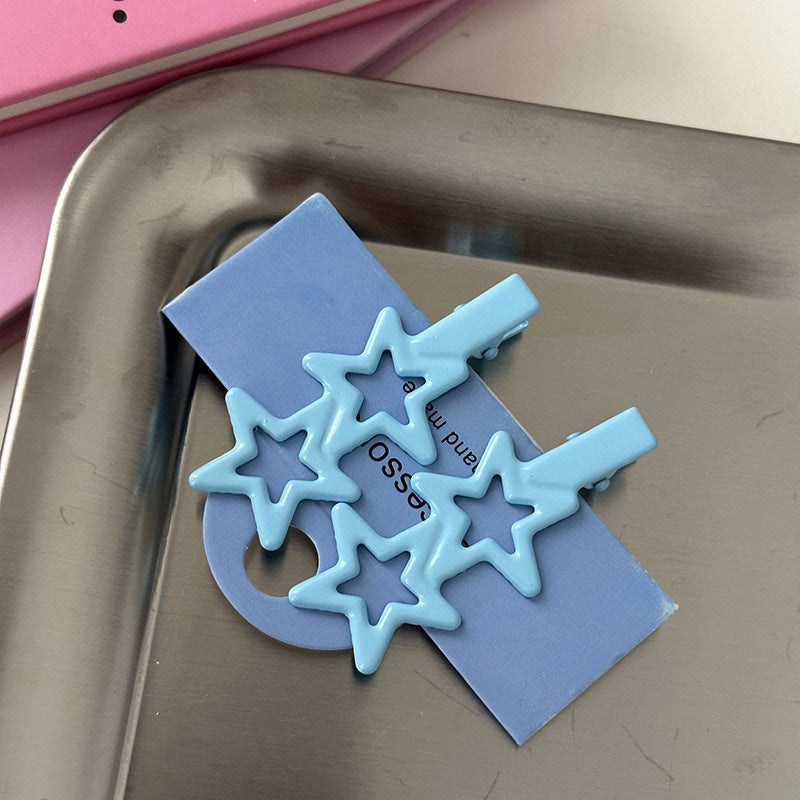 Candy color hair clips, alloy star hair clips