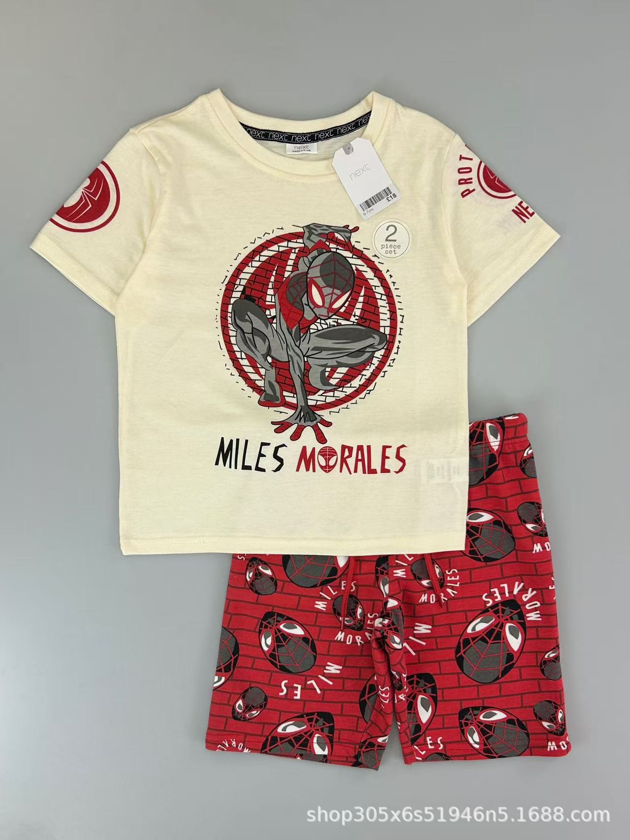 Trendy Euro-American style striped T-shirt and shorts set for boys—stylish, casual, and perfect for summer