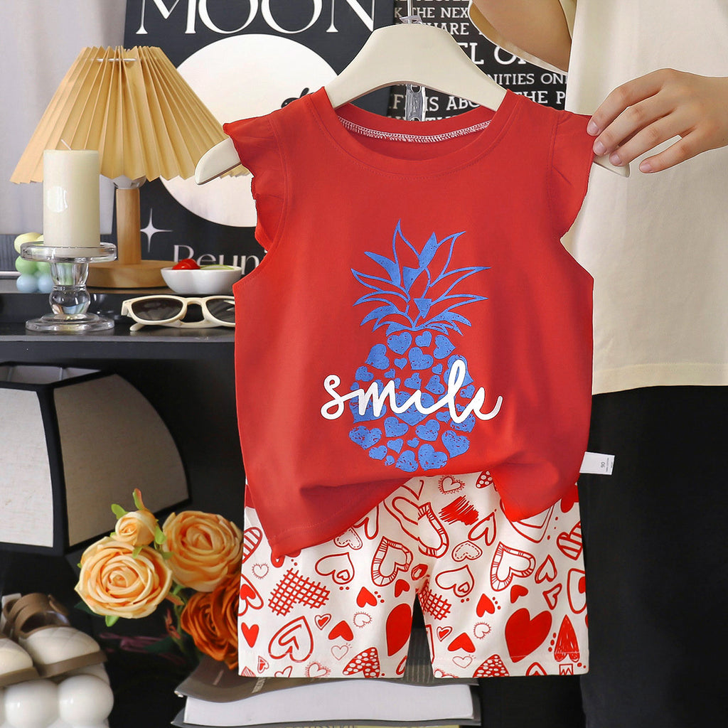 Children's Vest Suit Pure Cotton Girls Summer