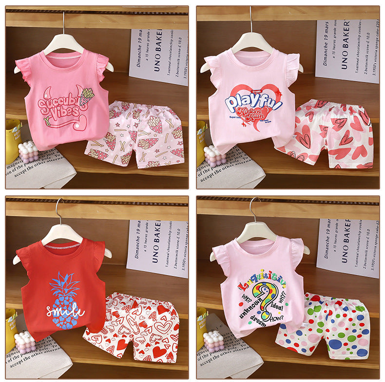 Children's Vest Suit Pure Cotton Girls Summer