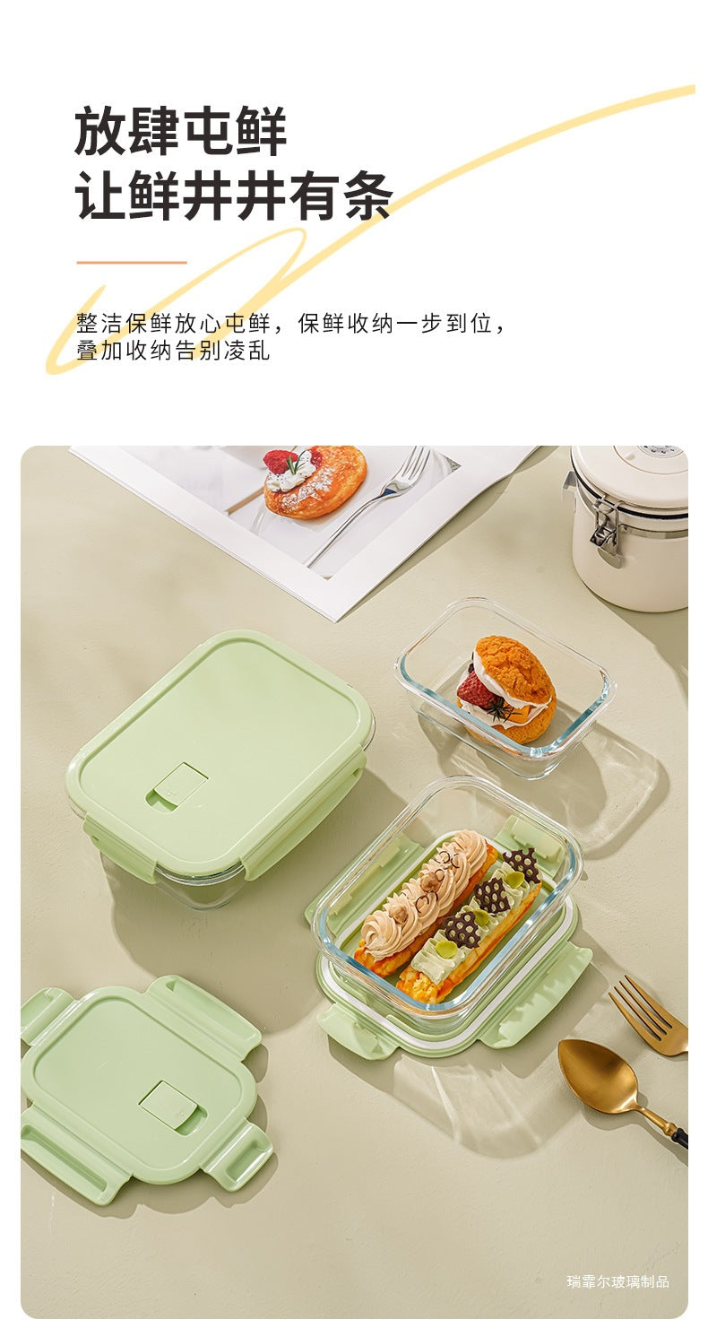 饭盒上班族可微波炉加热专用耐热玻璃学生餐盒保鲜水果分隔便当碗