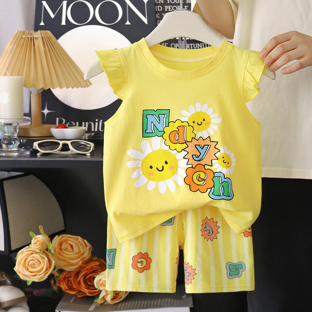 Children's Vest Suit Pure Cotton Girls Summer