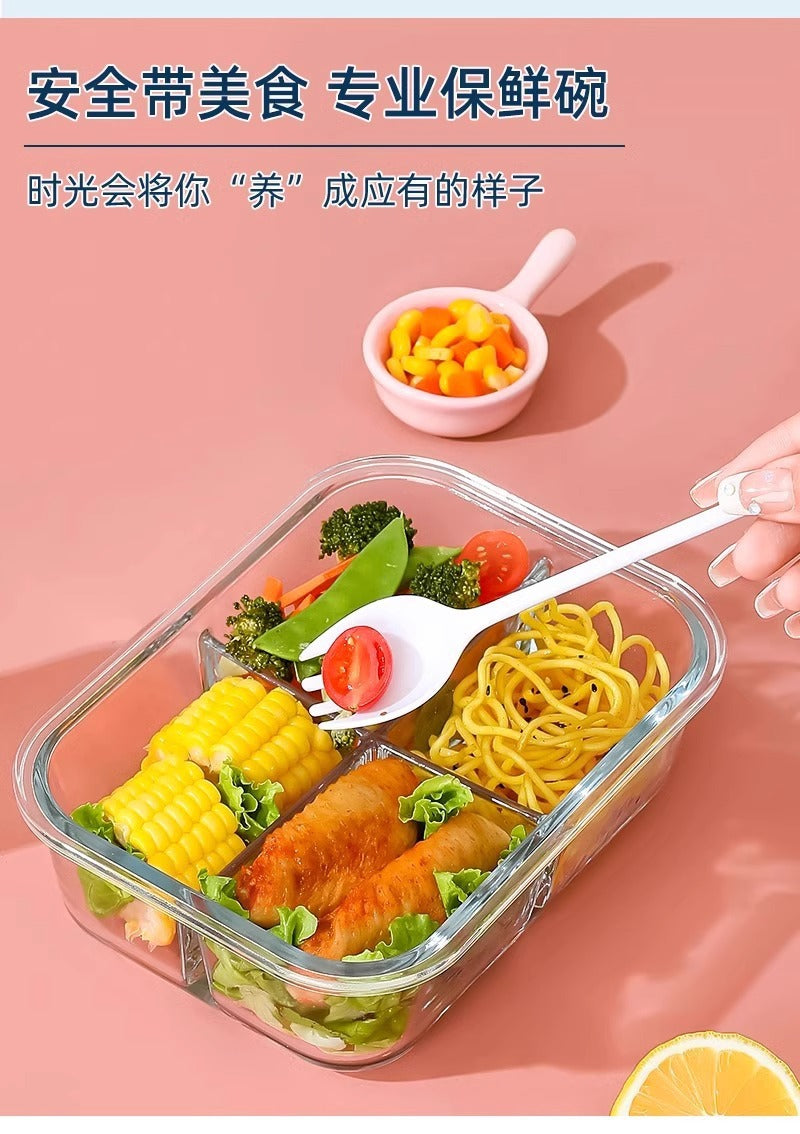 玻璃饭盒微波炉保温加热冰箱专用餐具上班族打包带便当盒保鲜盒