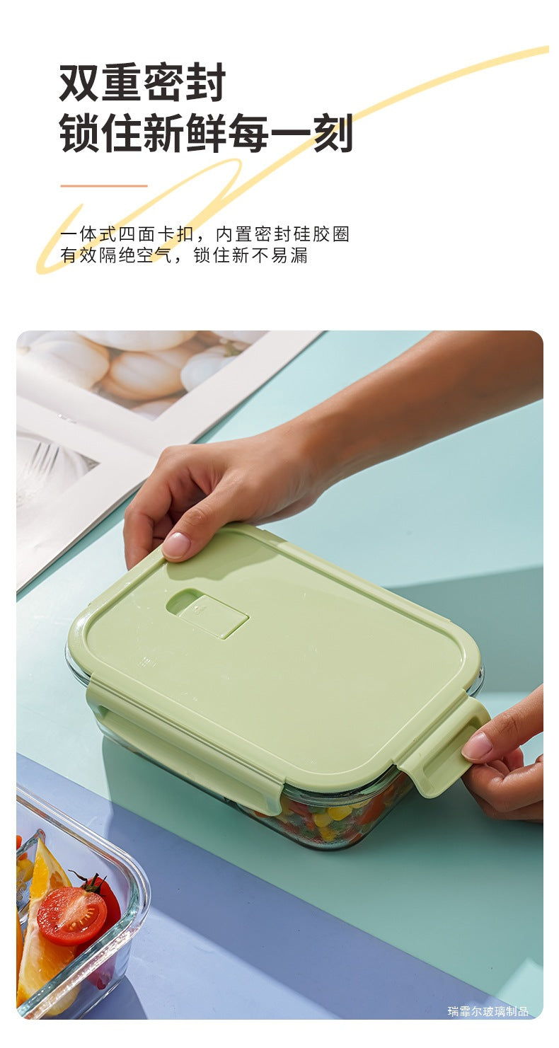 饭盒上班族可微波炉加热专用耐热玻璃学生餐盒保鲜水果分隔便当碗