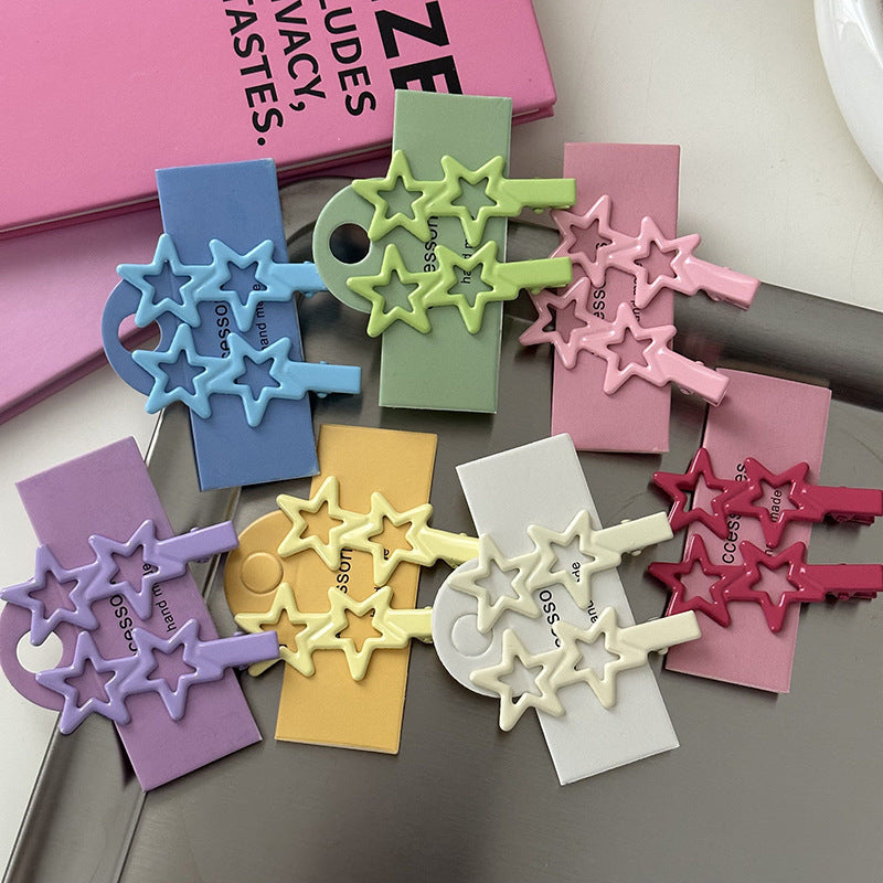 Candy color hair clips, alloy star hair clips