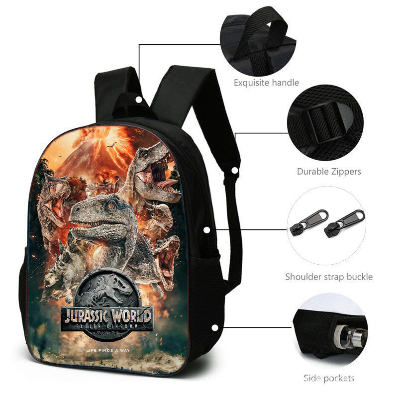 Cross-border Jurassic Bag for Middle School Students Large Capacity