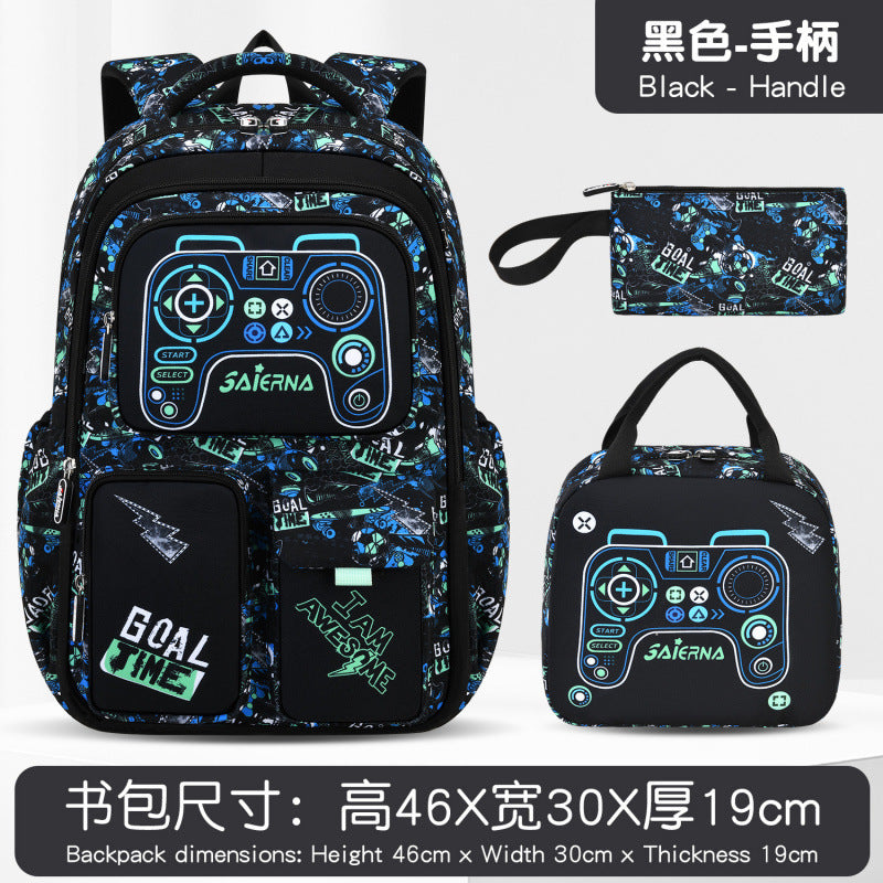 包包跨境亚马逊足球三件套书包小学生男大容量轻便游戏机背包