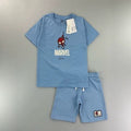 Trendy Euro-American style striped T-shirt and shorts set for boys—stylish, casual, and perfect for summer