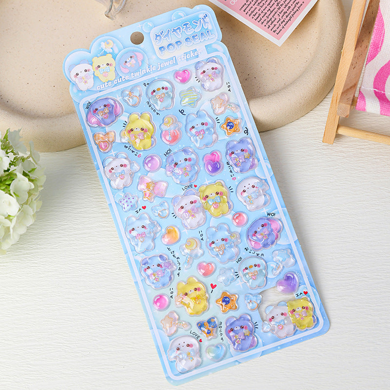 Japanese soft cute animal 3D solid relief stickers
