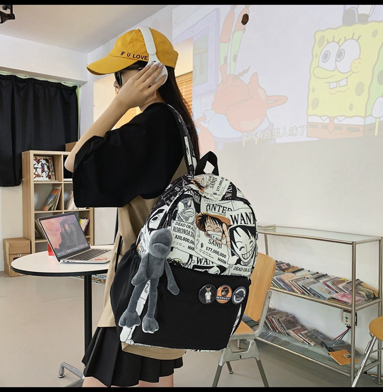 街头潮流印花学生书包休闲初高中潮酷男生动漫背包大容量双肩包
