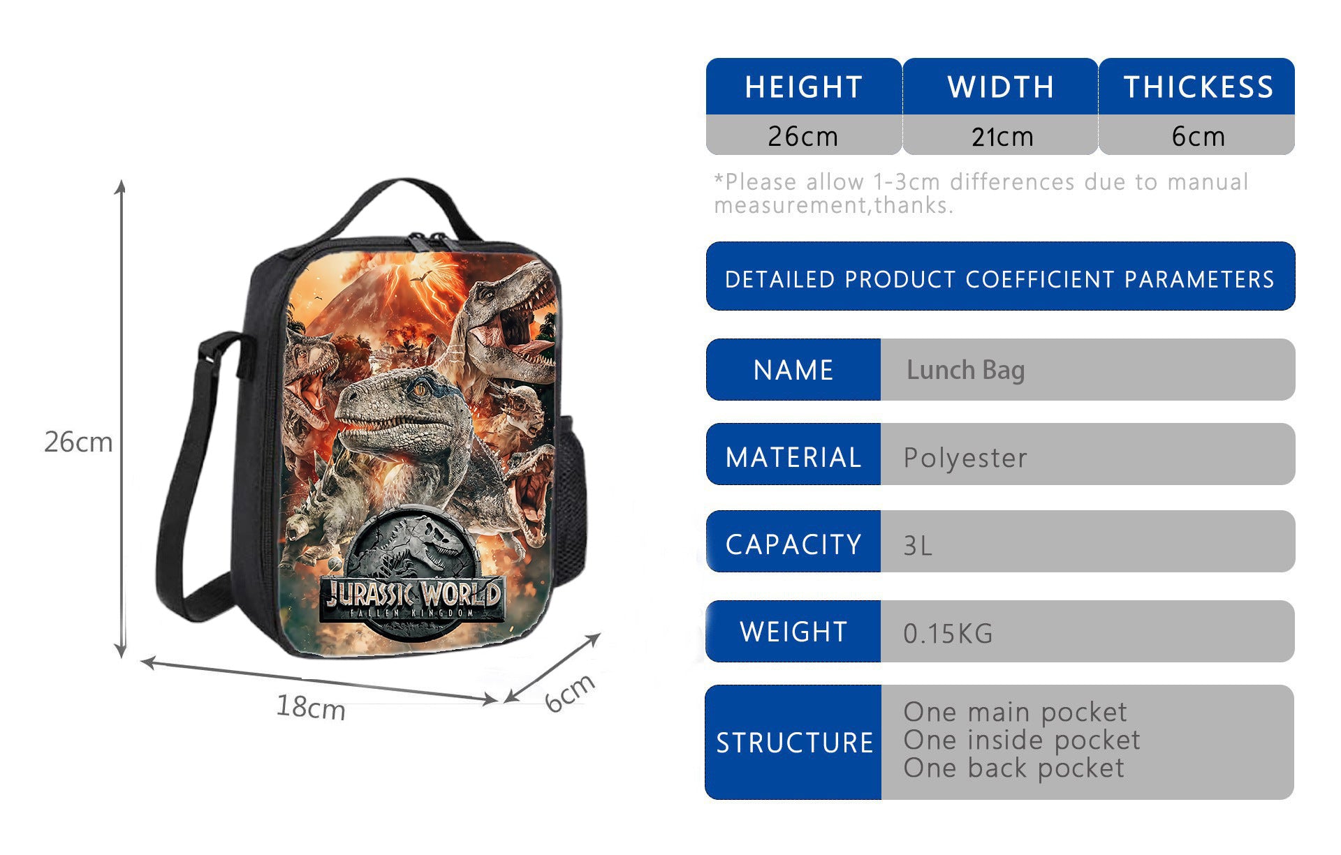 Cross-border Jurassic Bag for Middle School Students Large Capacity