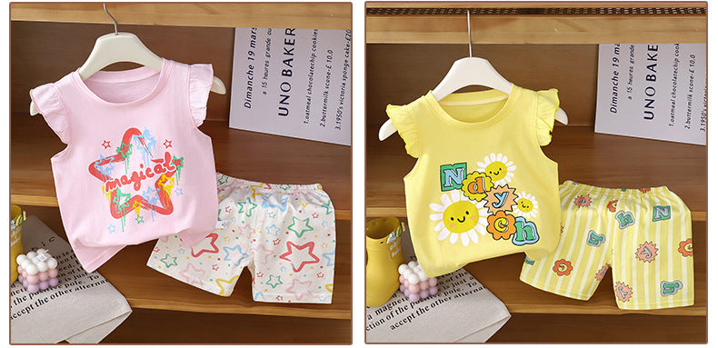 Children's Vest Suit Pure Cotton Girls Summer