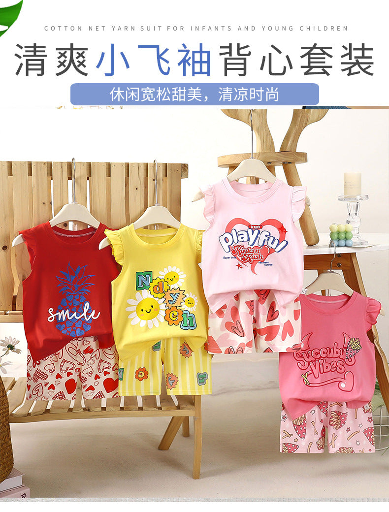 Children's Vest Suit Pure Cotton Girls Summer