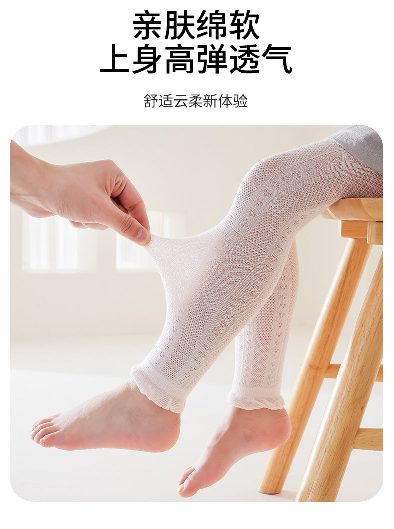 儿童打底裤夏季薄款麻花婴儿宝宝九分裤袜夏款女童网眼透气打底袜