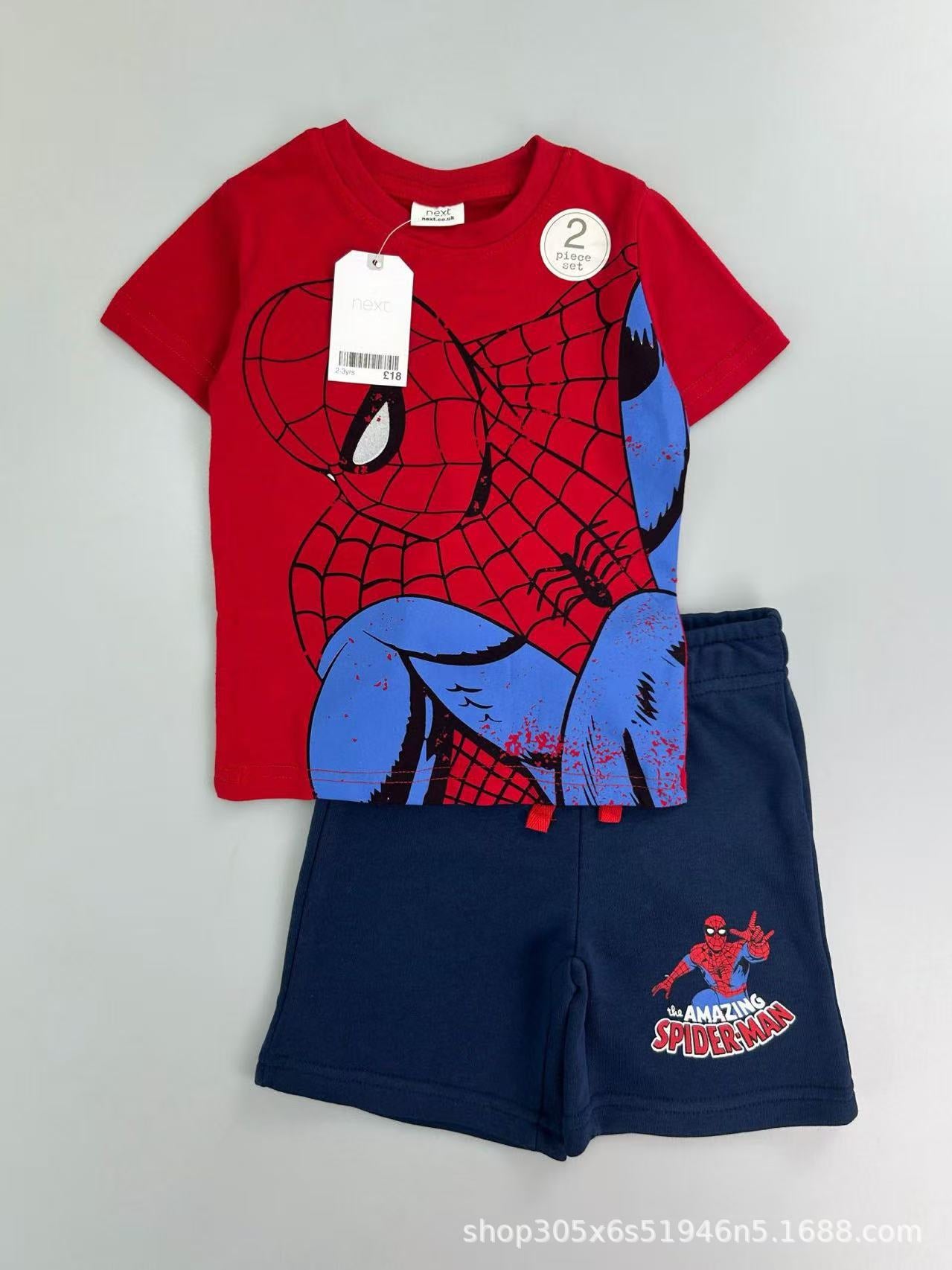 Trendy Euro-American style striped T-shirt and shorts set for boys—stylish, casual, and perfect for summer