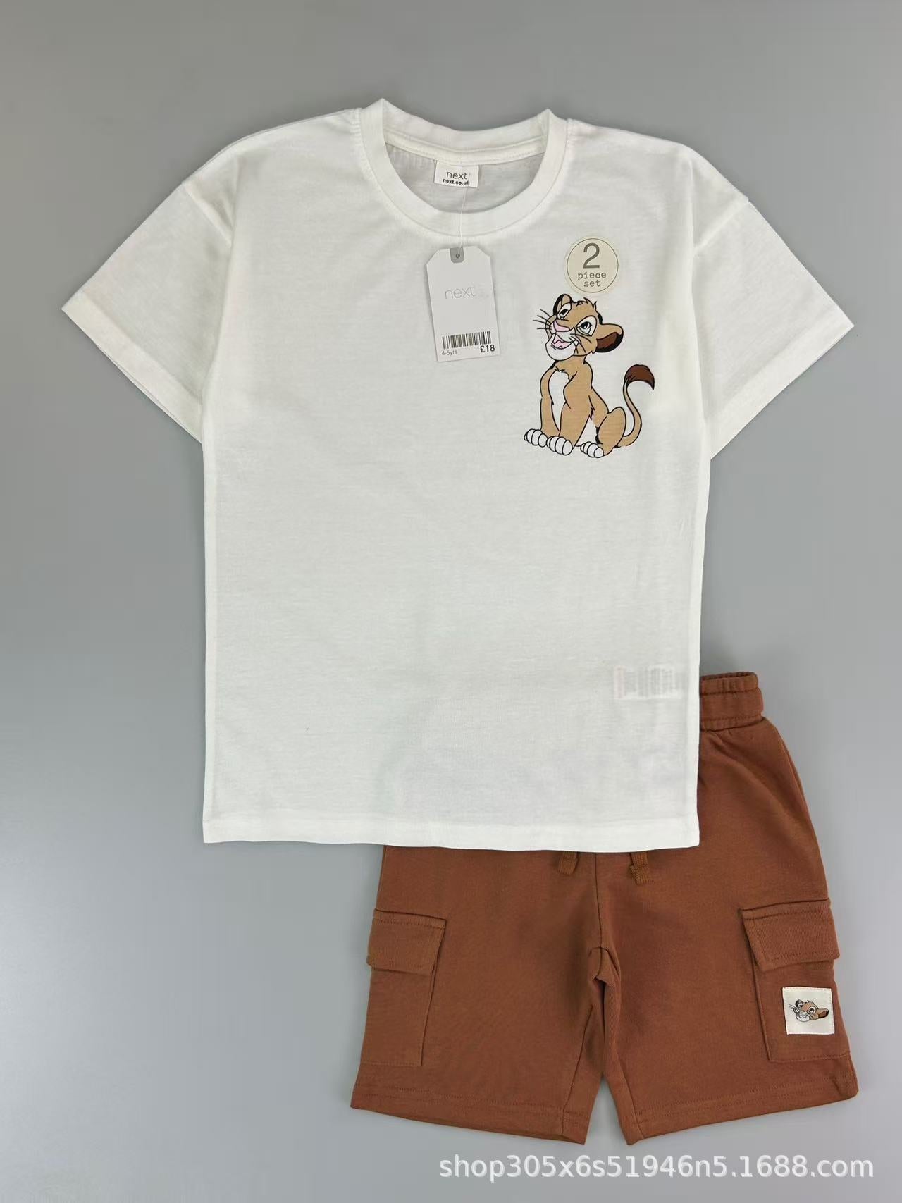 Trendy Euro-American style striped T-shirt and shorts set for boys—stylish, casual, and perfect for summer