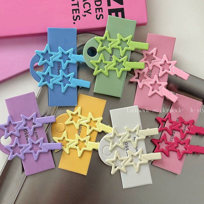 Candy color hair clips, alloy star hair clips