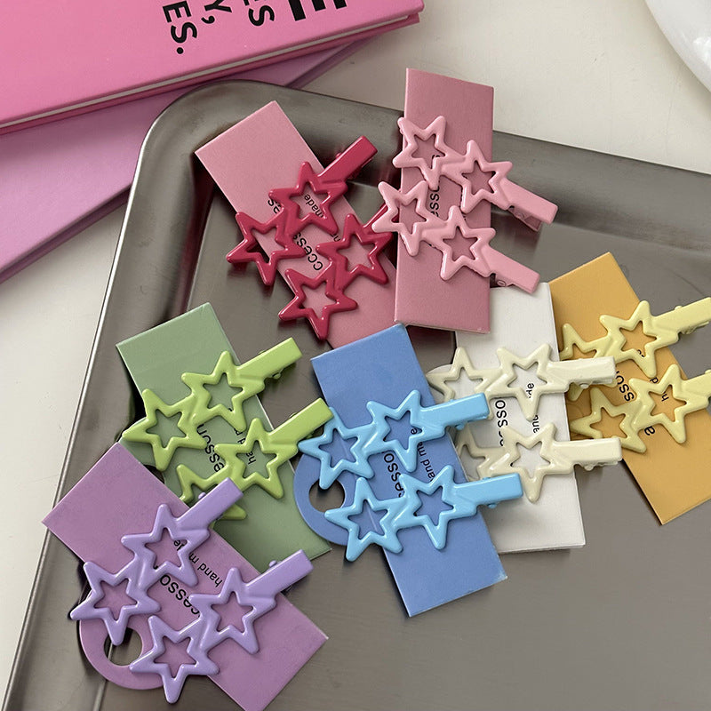 Candy color hair clips, alloy star hair clips