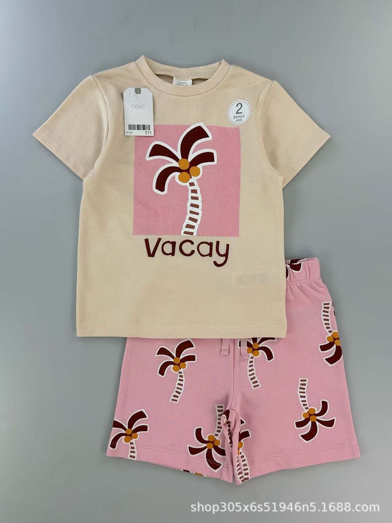 Trendy Euro-American style striped T-shirt and shorts set for boys—stylish, casual, and perfect for summer