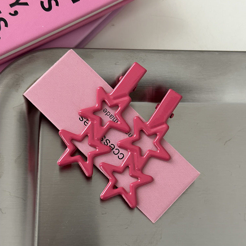 Candy color hair clips, alloy star hair clips