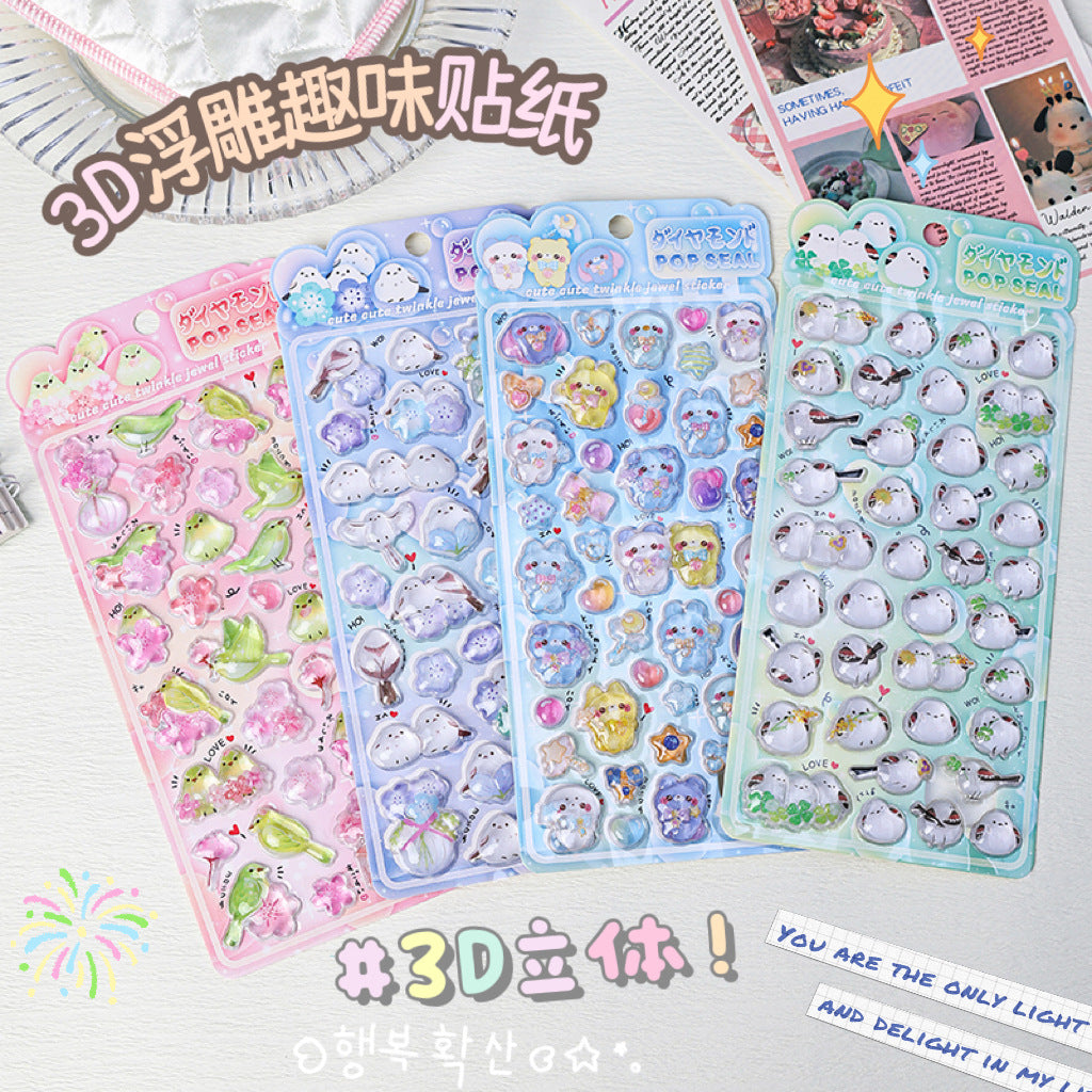 Japanese soft cute animal 3D solid relief stickers