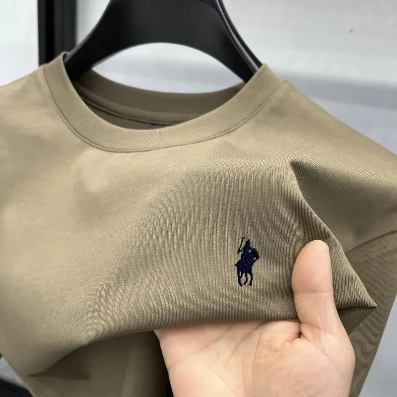 2025Cotton short-sleeved crew-neck men's T-shirt, a hot-selling luxury brand summer exquisite pony 2D printed breathable top