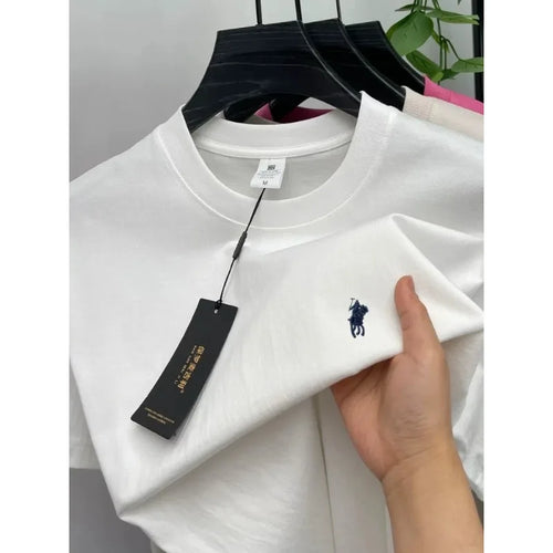 2025Cotton short-sleeved crew-neck men's T-shirt, a hot-selling luxury brand summer exquisite pony 2D printed breathable top