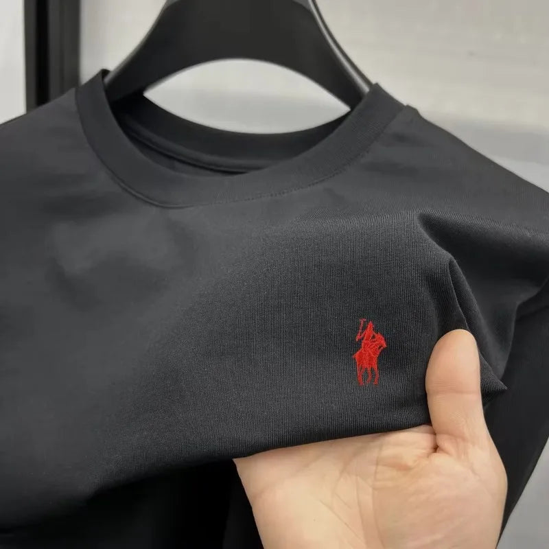 2025Cotton short-sleeved crew-neck men's T-shirt, a hot-selling luxury brand summer exquisite pony 2D printed breathable top